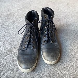 Timberland gold/silver distressed black leather boots 6.5